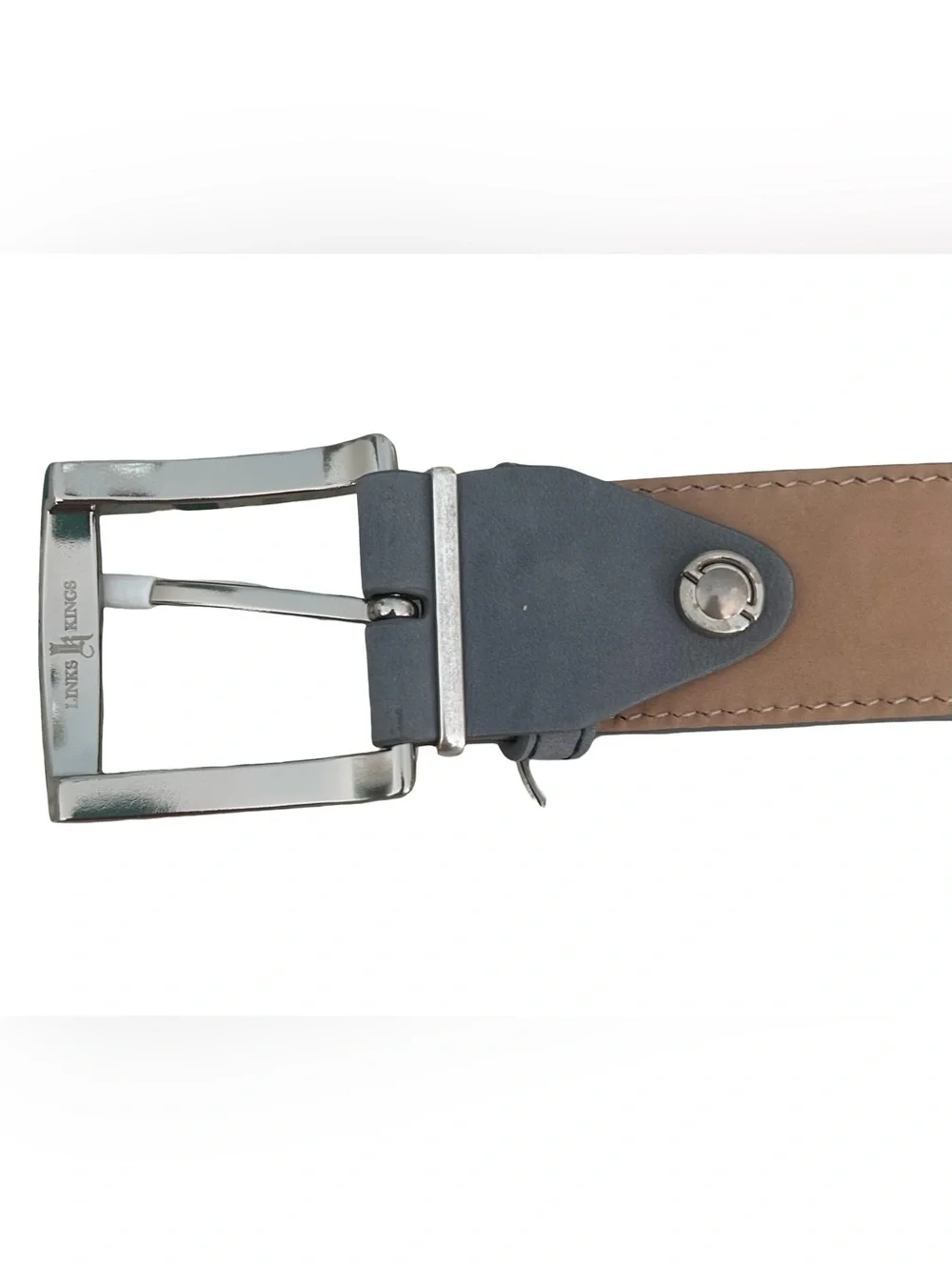 Links & Kings Italian Nubuck Leather Golf Belt Gray Handcrafted 50” XL XXL 46